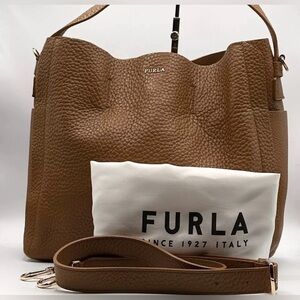 Auth FURLA 2way All-Leather ShoulderBag Capriccio w/ Dust bag EUC
